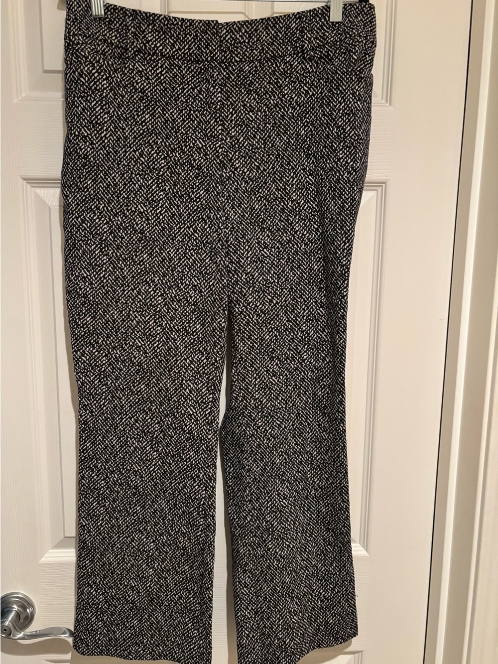 New York & Company Black and White Wide-Leg Textured Trousers